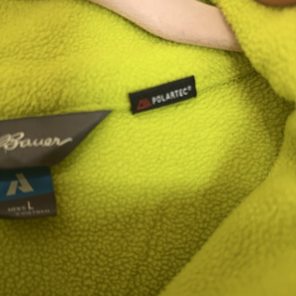 Eddie Bauer First Ascent Fleece Jacket Mens Sz L Yellow 1/4 Zip Pullover Pocket - Picture 6 of 9